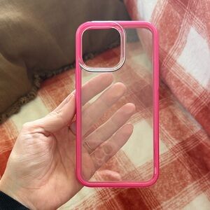 I phone 14 pro max Transparent Pink Phone Case
